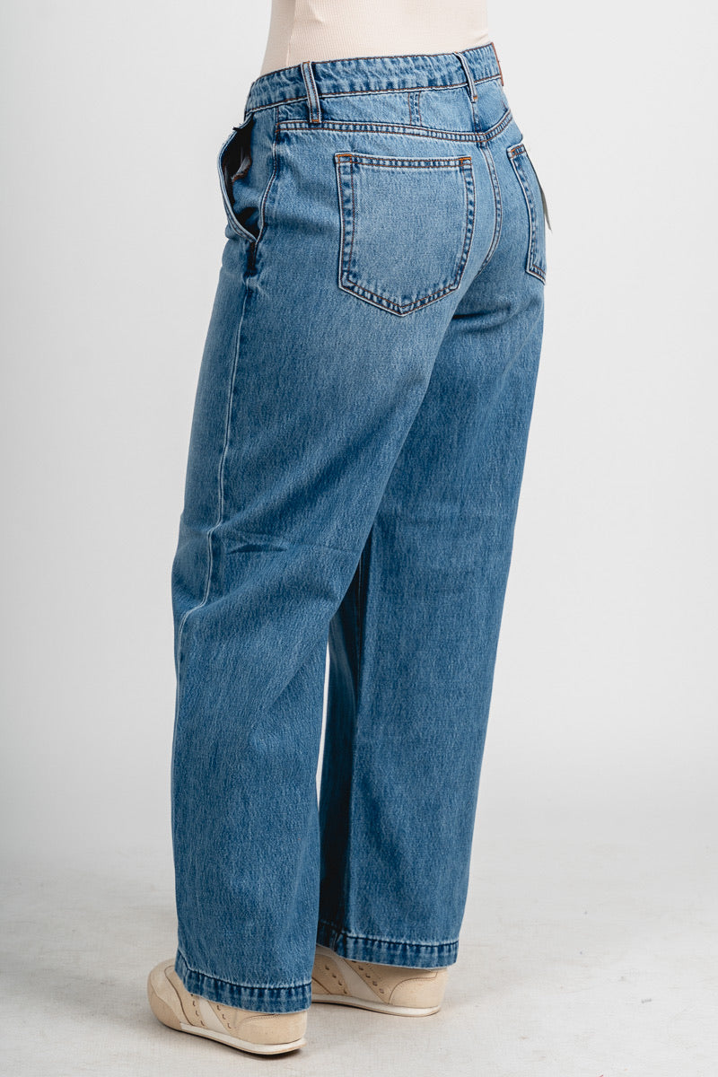 Hidden low rise baggy jeans medium denim