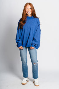 Mock neck sweatshirt royal blue - Trendy OKC Thunder T-Shirts at Lush Fashion Lounge Boutique in Oklahoma City