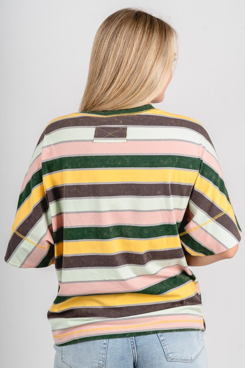 Oversized striped t-shirt yellow multi