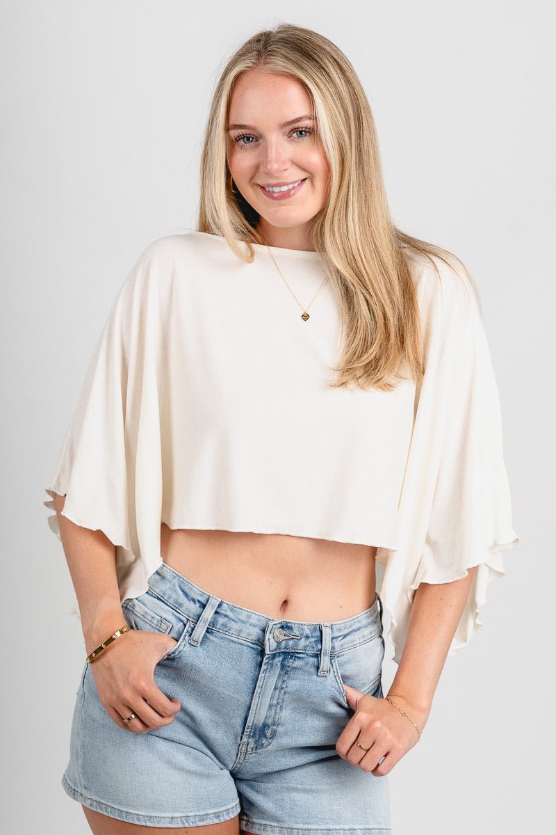 Off shoulder boxy top ivory