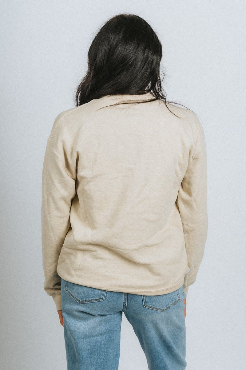 OSU OSU Cowboys established helmet thrifted sweatshirt sand Sweatshirt | Lush Fashion Lounge Trendy Oklahoma State Cowboys Apparel & Cute Gameday T-Shirts