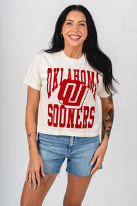 OU OU Sooners logo center crop t-shirt natural t-shirt | Lush Fashion Lounge Trendy Oklahoma University Sooners Apparel & Cute Gameday T-Shirts