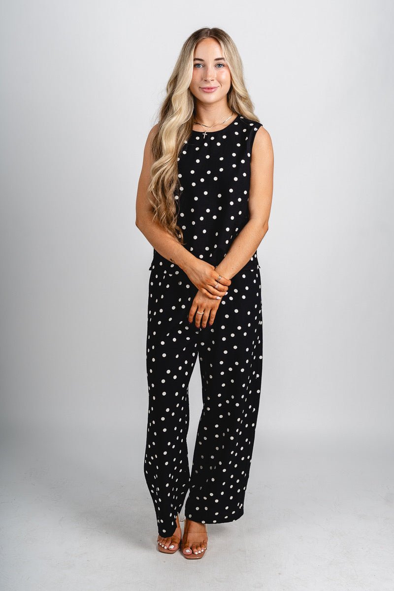 Polka dot tank top black - Trendy Tank Top - Fashion Tank Tops at Lush Fashion Lounge Boutique in Oklahoma City