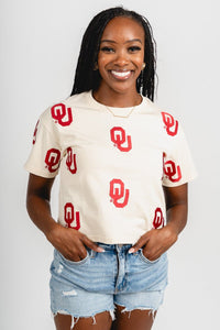 OU OU OKLA Ritter t-shirt oatmeal T-shirt | Lush Fashion Lounge Trendy Oklahoma University Sooners Apparel & Cute Gameday T-Shirts