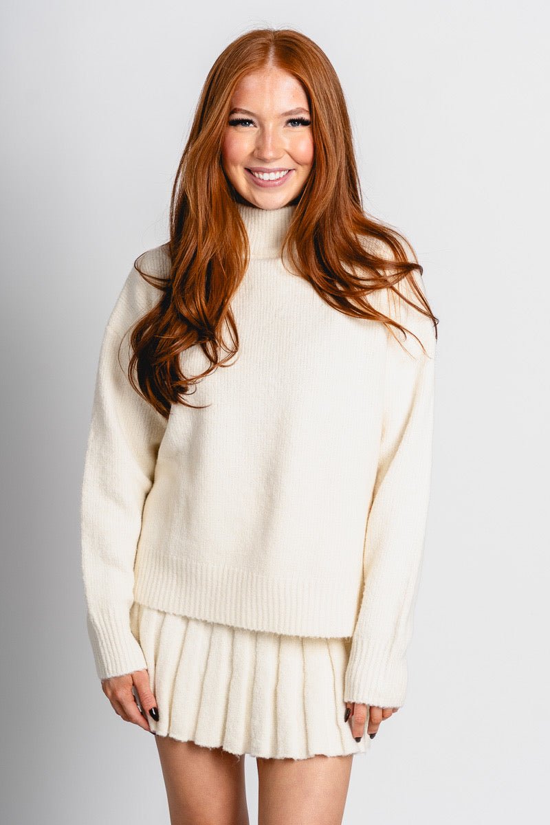 Mock neck sweater cream – Stylish Sweaters | Boutique Sweaters at Lush Fashion Lounge Boutique in Oklahoma City