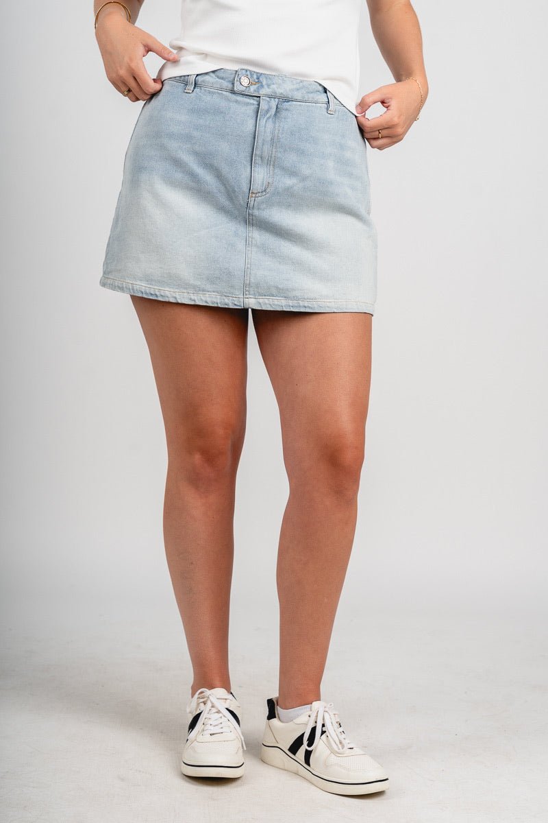 Denim mini skort light denim