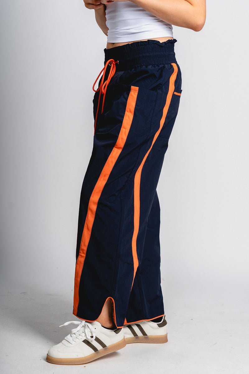Windbreaker pants navy/orange | Lush Fashion Lounge: women's boutique pants, boutique women's pants, affordable boutique pants, women's fashion pants