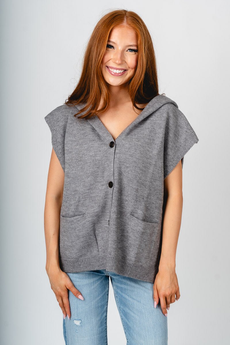 Hooded sweater vest heather grey