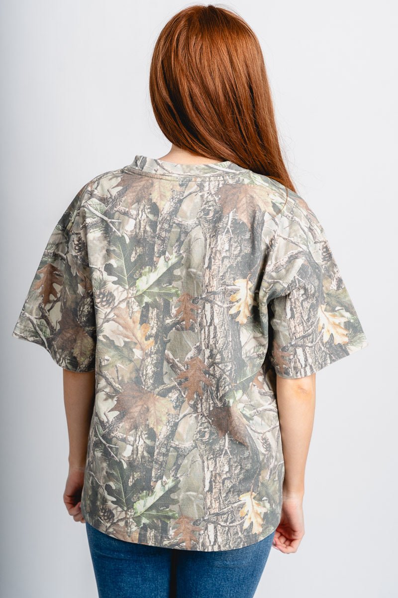 OKC basketball swoosh camo t-shirt green - Vintage OKC Basketball T-Shirts at Lush Fashion Lounge Boutique in Oklahoma City