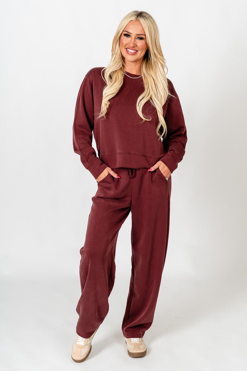 Techno thumbhole long sleeve top maroon