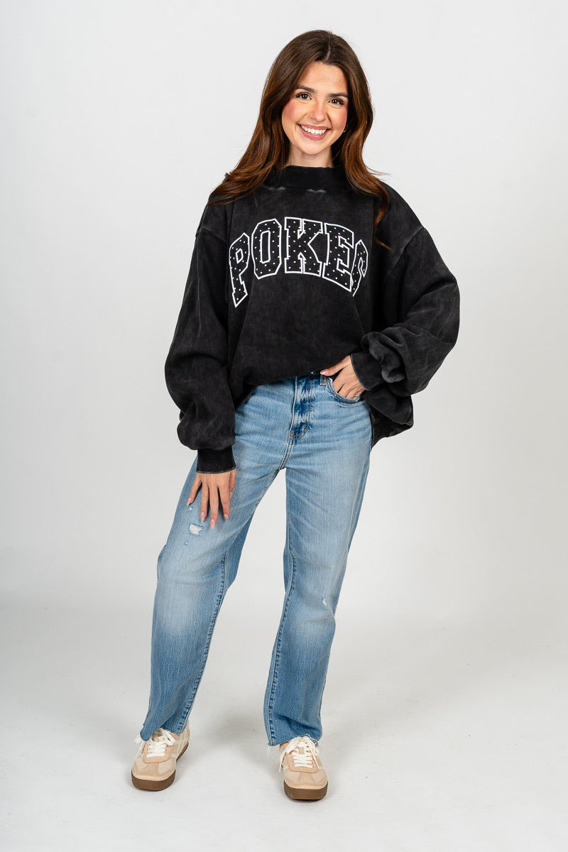 OSU Pokes polka dot puff mock neck sweatshirt black