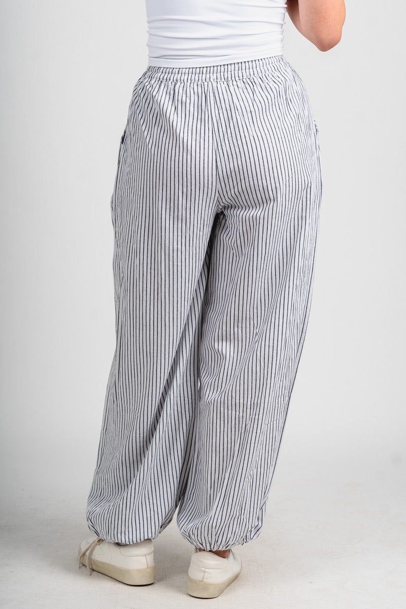 Striped balloon pants white/black