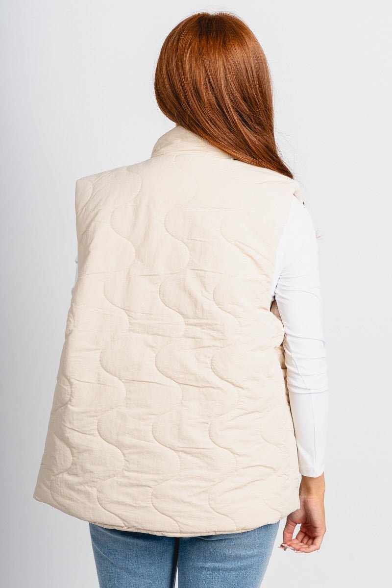 Quilted puffer vest sand