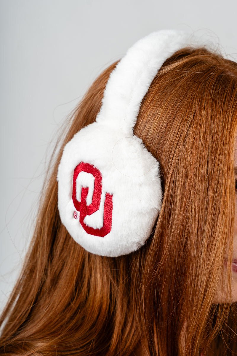 OU fuzzy earmuffs white