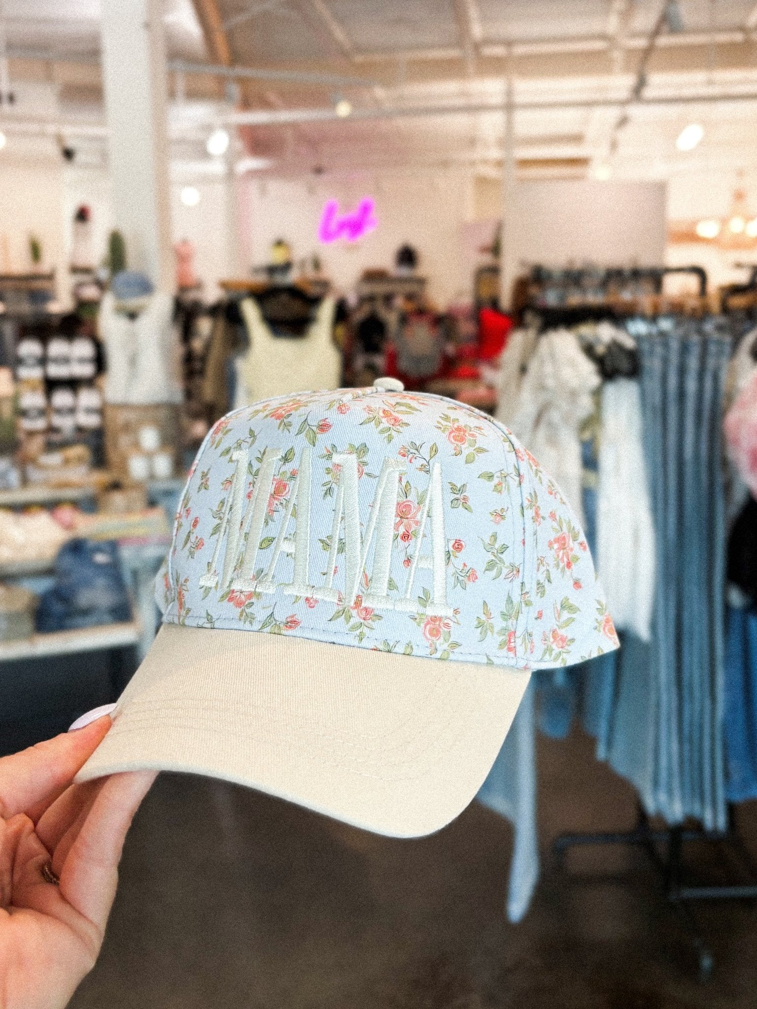 Mama floral hat blue - Trendy Gifts at Lush Fashion Lounge Boutique in Oklahoma City