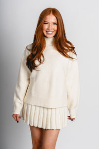 Mock neck sweater cream – Boutique Sweaters | Fashionable Sweaters at Lush Fashion Lounge Boutique in Oklahoma City