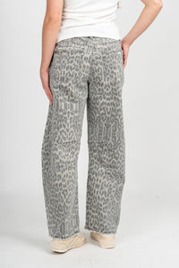 Vervet high rise leopard barrel jeans grey | Lush Fashion Lounge: boutique women's jeans, fashion jeans for women, affordable fashion jeans, cute boutique jeans