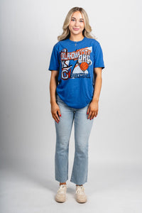 OKC basketball retro collage t-shirt royal - Trendy OKC Thunder T-Shirts at Lush Fashion Lounge Boutique in Oklahoma City