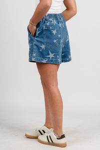 Star denim shorts blue - Fun Shorts - Unique American Summer Ideas at Lush Fashion Lounge Boutique in Oklahoma
