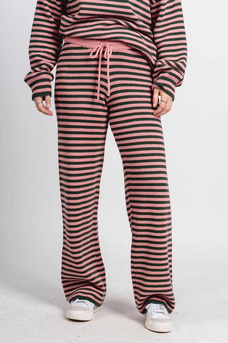 Striped sweater pants green/pink | Lush Fashion Lounge: women's boutique pants, boutique women's pants, affordable boutique pants, women's fashion pants