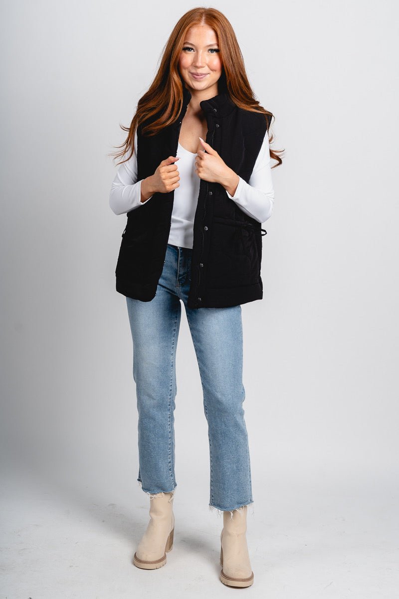 Quilted puffer vest black