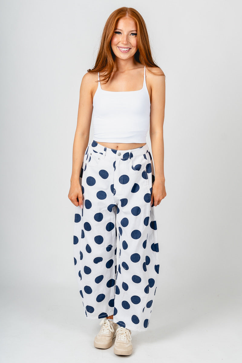 Polka dot barrel jeans white/navy