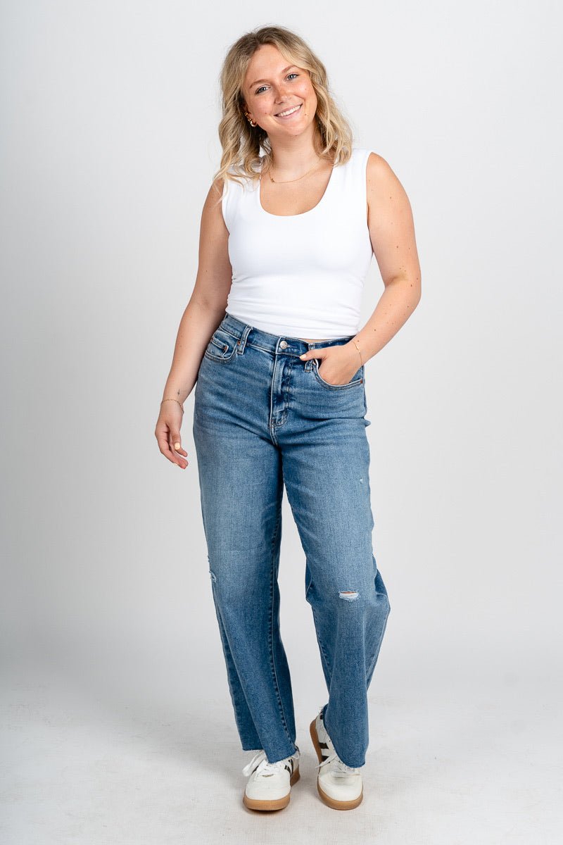 Daze pleaser high rise wide ankle jeans wide awake | Lush Fashion Lounge: boutique women's jeans, fashion jeans for women, affordable fashion jeans, cute boutique jeans