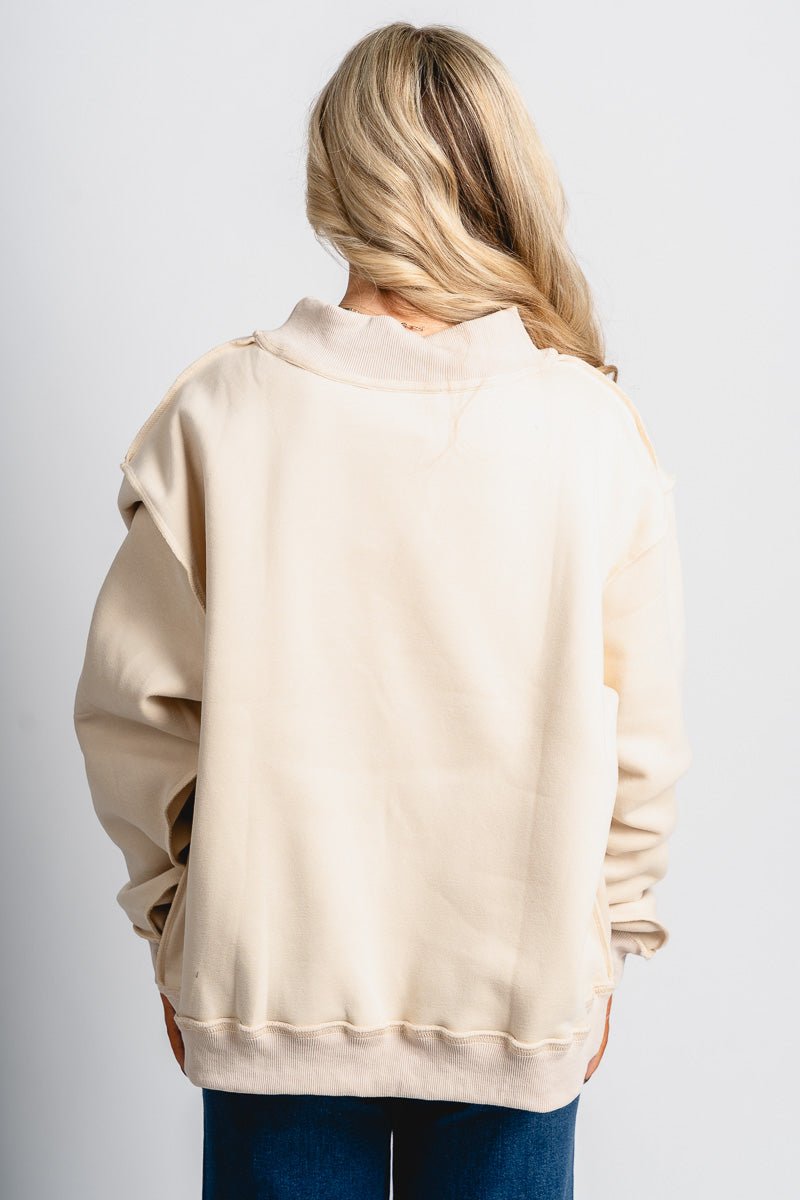 Mock neck sweatshirt sand