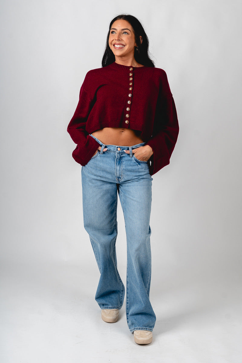Button sweater cardigan burgundy
