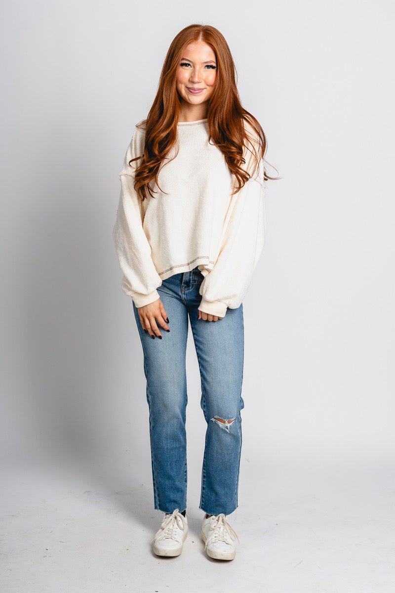 Terry open back top cream