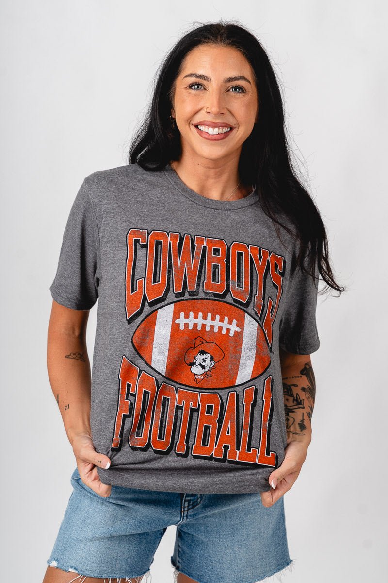 OSU OSU Cowboys football unisex t-shirt grey T-shirt | Lush Fashion Lounge Trendy Oklahoma State Cowboys Apparel & Cute Gameday T-Shirts
