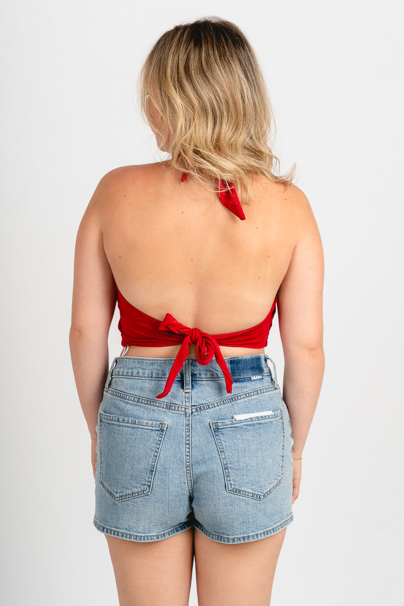 OU OU Sooners tailgate halter top cardinal halter top | Lush Fashion Lounge Trendy Oklahoma University Sooners Apparel & Cute Gameday T-Shirts