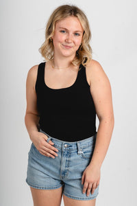 Scoop neck bodysuit black - Cute Bodysuit - Trendy Bodysuits at Lush Fashion Lounge Boutique in Oklahoma City