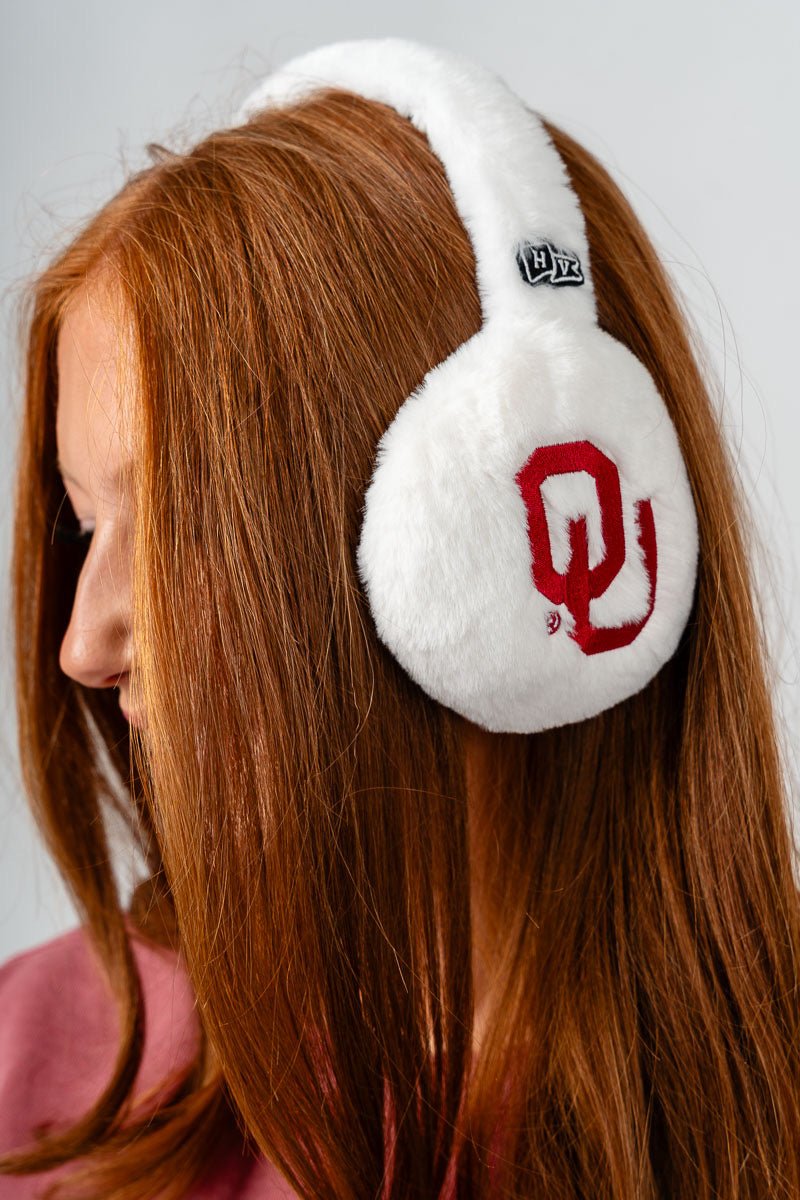OU fuzzy earmuffs white