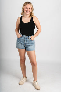 Scoop neck bodysuit black - Trendy Bodysuit - Fashion Bodysuits at Lush Fashion Lounge Boutique in Oklahoma City