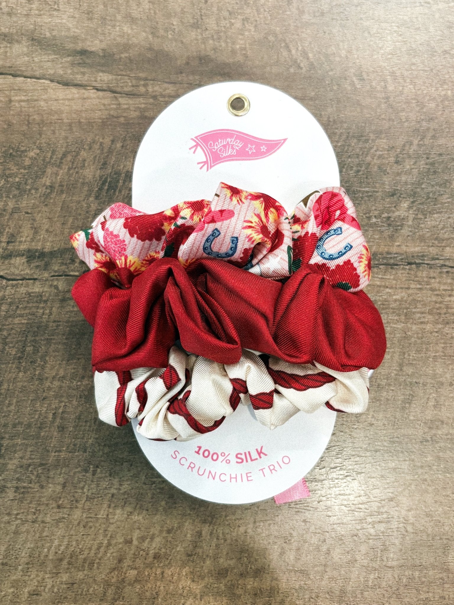 OU Sooners silk scrunchie set of 3