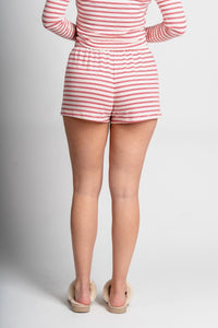 Z Supply pajama day shorts light pink/red - Z Supply shorts - Z Supply Tees & Tanks at Lush Fashion Lounge Trendy Boutique Oklahoma City