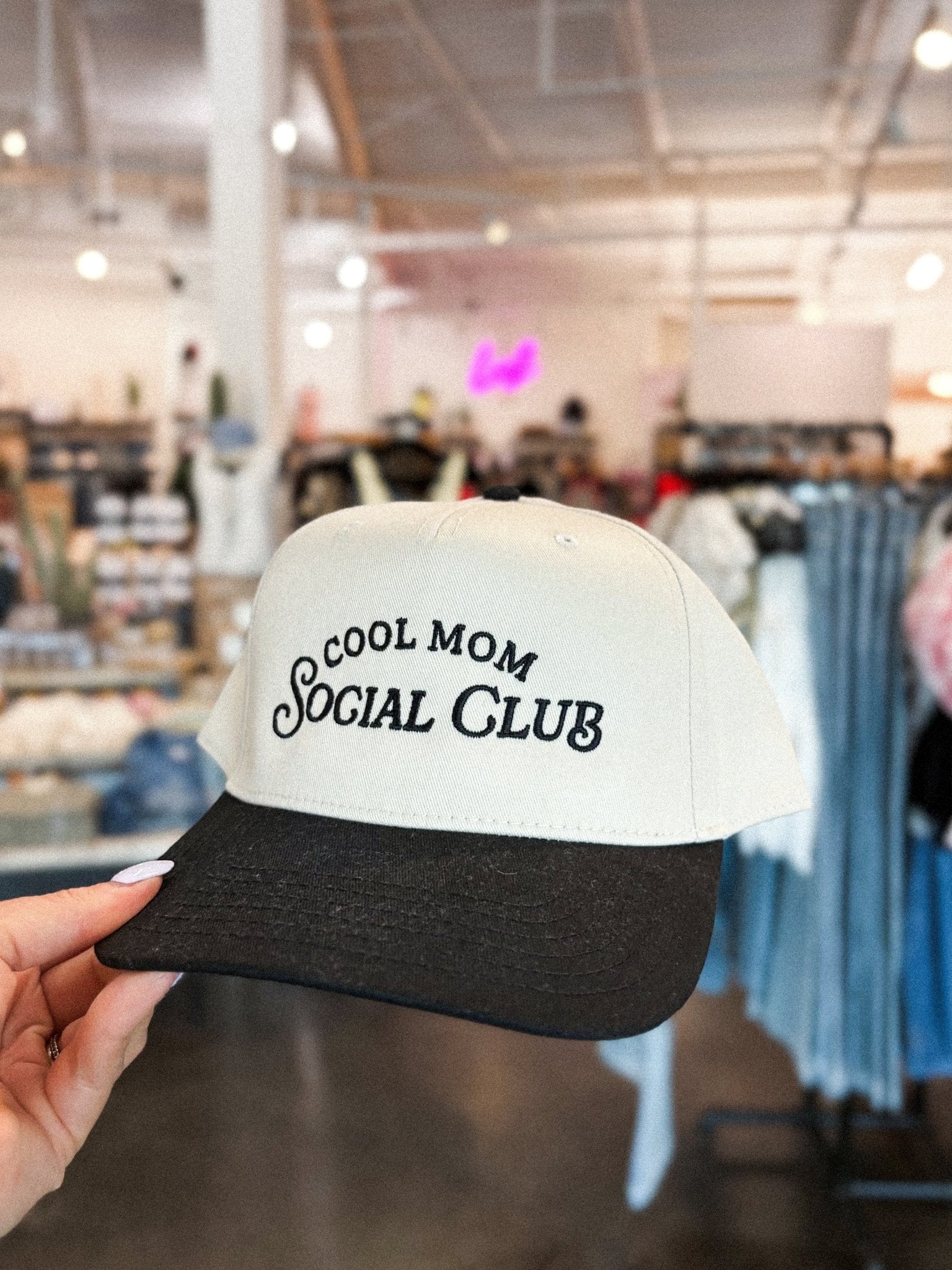 Cool mom social club hat natural/black - Trendy Gifts at Lush Fashion Lounge Boutique in Oklahoma City