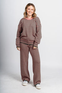 Striped long sleeve sweater green/pink – Unique Sweaters | Lounging Sweaters and Womens Fashion Sweaters at Lush Fashion Lounge Boutique in Oklahoma City