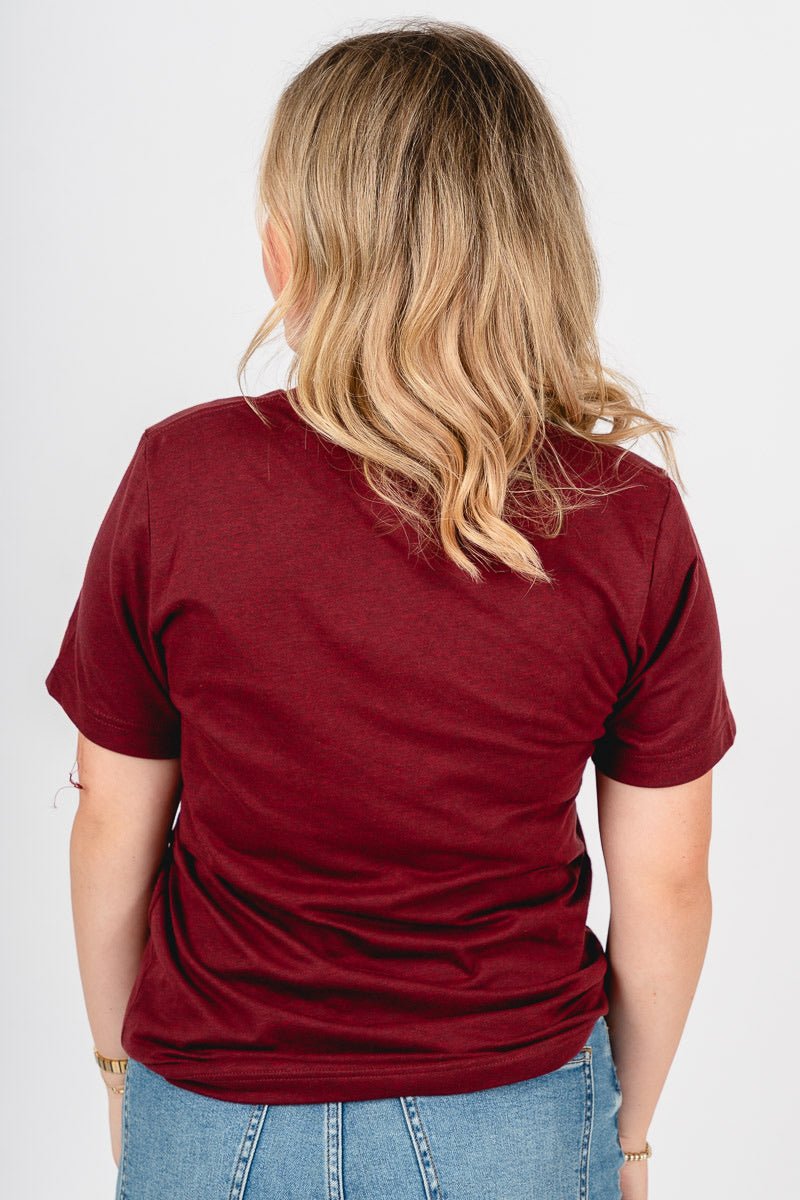 OU OU Sooners boomer sooner simple v-neck t-shirt crimson T-shirt | Lush Fashion Lounge Trendy Oklahoma University Sooners Apparel & Cute Gameday T-Shirts