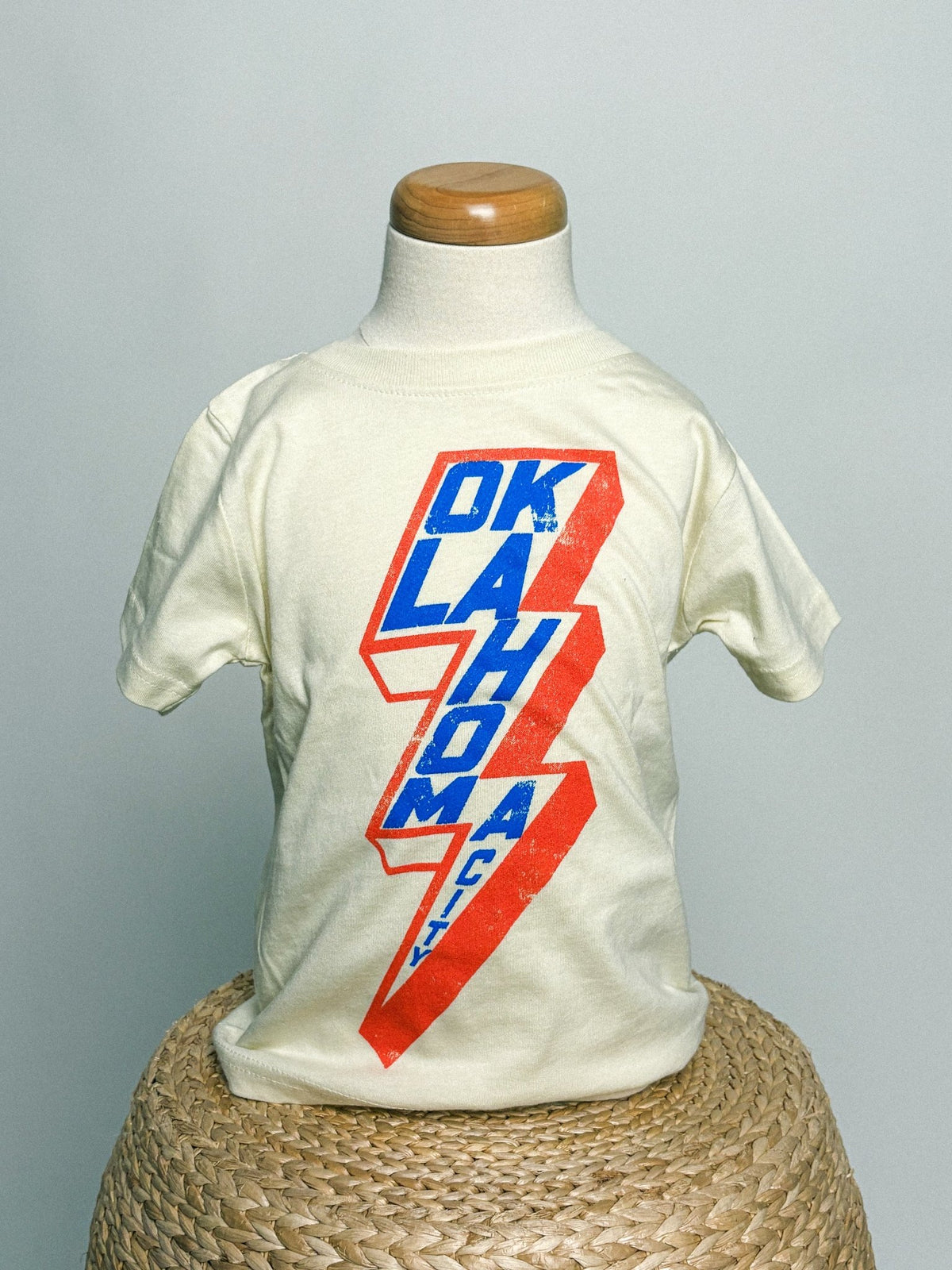 KIDS OKC Oklahoma City bolt tee natural - Stylish T-shirt - Cute Mommy and Me Apparel at Lush Fashion Lounge Boutique in Oklahoma