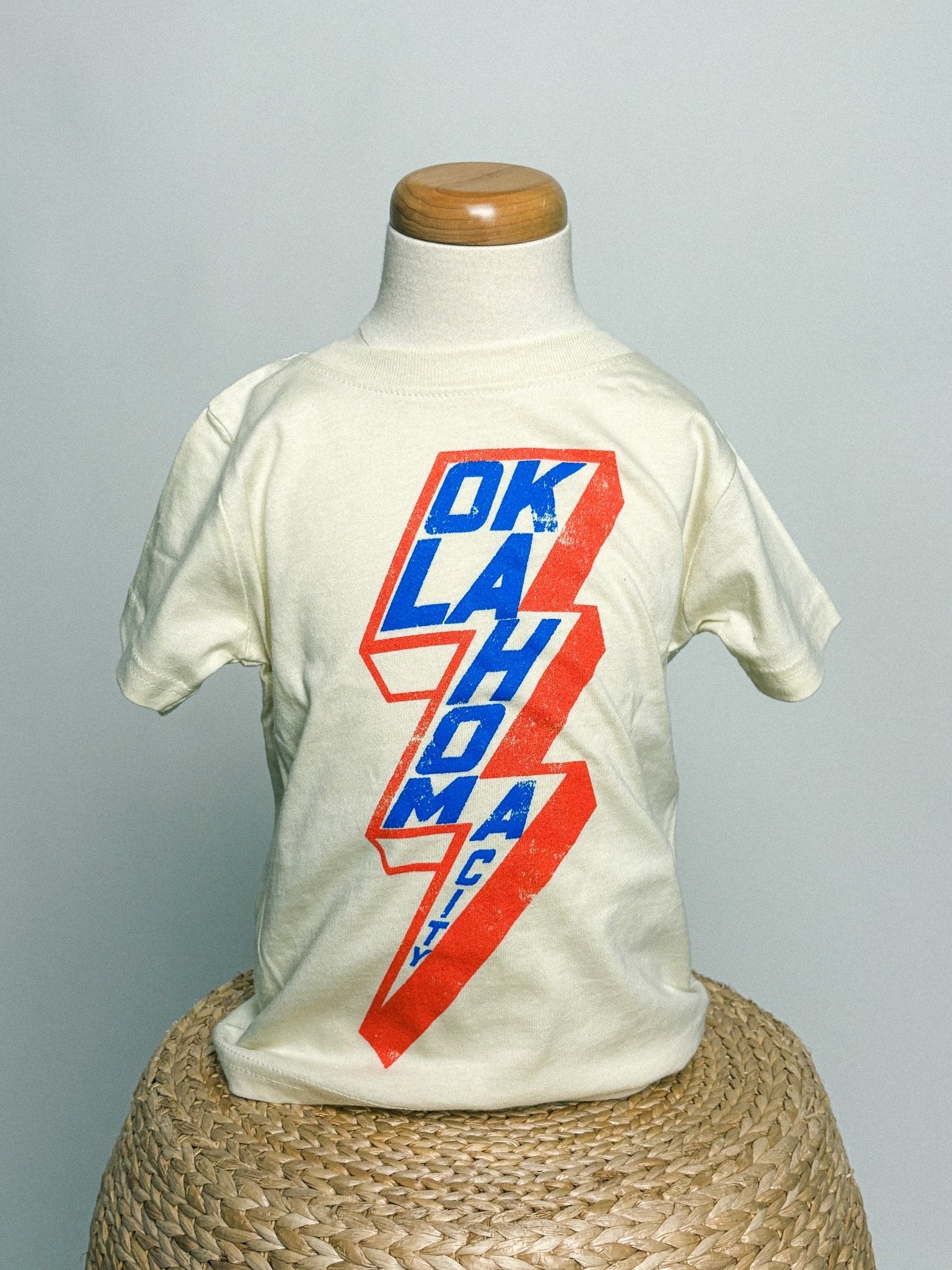 KIDS OKC Oklahoma City bolt tee natural - Stylish T-shirt - Cute Mommy and Me Apparel at Lush Fashion Lounge Boutique in Oklahoma