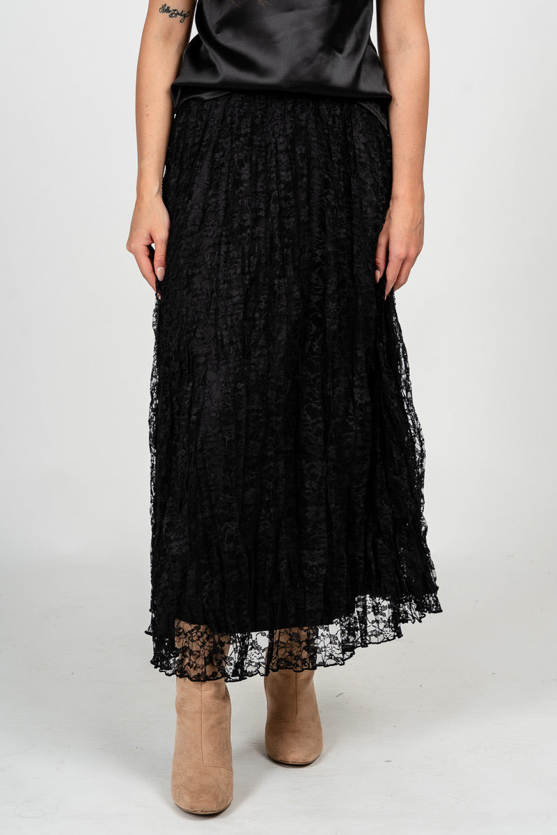 Lace midi skirt black | Lush Fashion Lounge: boutique fashion skirts, affordable boutique skirts, cute affordable skirts