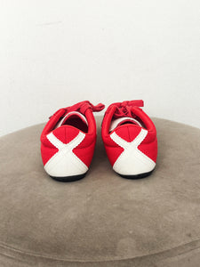Target lace up sneaker red/white Stylish sneakers - Womens Fashion Shoes at Lush Fashion Lounge Boutique in Oklahoma City