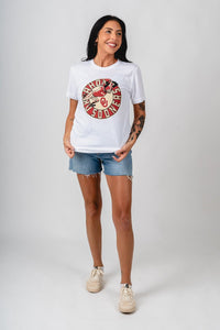 OU OU Sooners vault bomber unisex t-shirt white T-shirt | Lush Fashion Lounge Trendy Oklahoma University Sooners Apparel & Cute Gameday T-Shirts