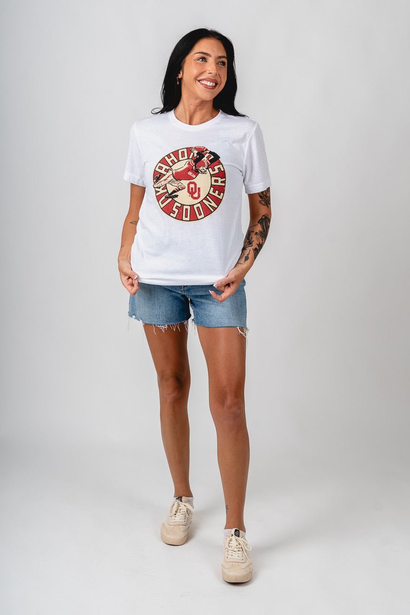 OU OU Sooners vault bomber unisex t-shirt white T-shirt | Lush Fashion Lounge Trendy Oklahoma University Sooners Apparel & Cute Gameday T-Shirts