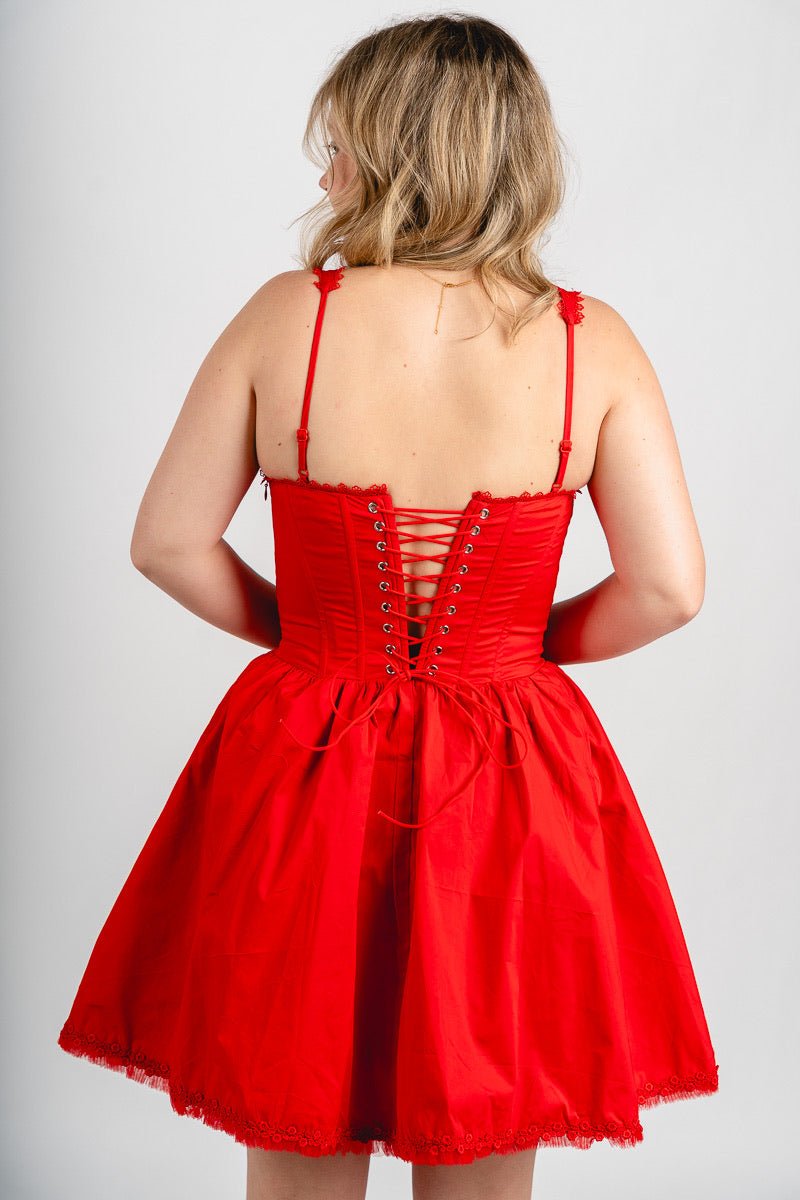 Corset flare mini dress Red Red / Large