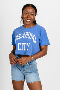Oklahoma City simple crop t-shirt royal - Trendy OKC Apparel at Lush Fashion Lounge Boutique in Oklahoma City