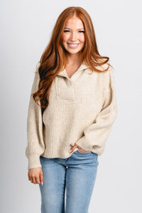 Chunky henley sweater oat – Boutique Sweaters | Fashionable Sweaters at Lush Fashion Lounge Boutique in Oklahoma City