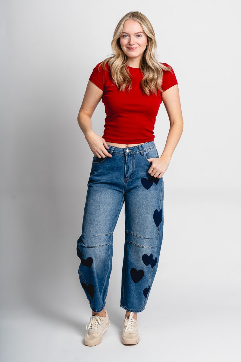 Fitted baby tee deep red - Cute Valentine's Day Outfits at Lush Fashion Lounge Boutique in Oklahoma City